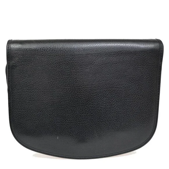 CHRISTIAN DIOR Logo Honey Comb Mini Shoulder Bag PVC Leather Black
